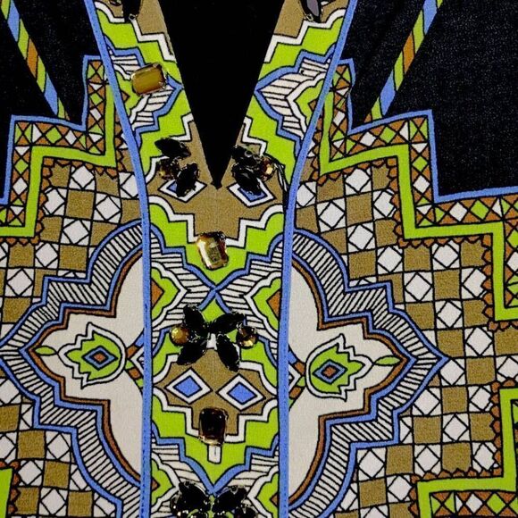 Hale Bob Womens Dress Sz Small Black Green Jersey Shift Whimsicore‎ Cottagecore - Picture 7 of 10